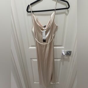Urban Outfitters Satin Slip Midi Dress in Blush